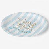 Baby Blue Strips und Snails Paper Teller (Schrägansicht)