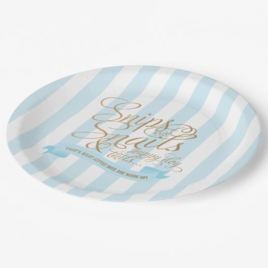 Baby Blue Strips und Snails Paper Teller (Schrägansicht)