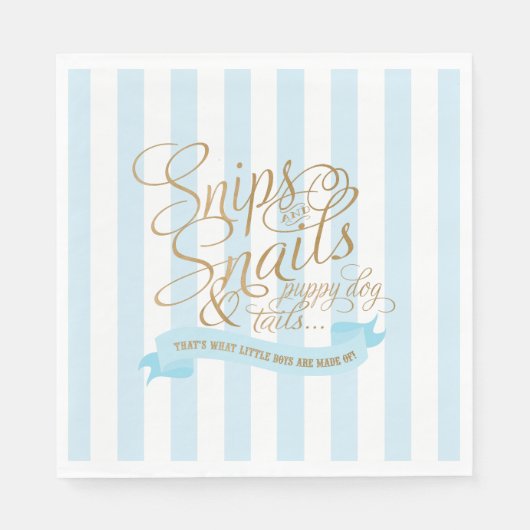 Baby Blue Strips und Snails Papier Napkins Serviette (Vorderseite)