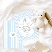Baby Blue Stroller Bow Boy Shower Dankeskarte
