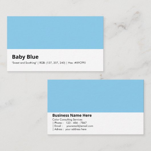 Baby Blue | "Süß und beruhigend" Visitenkarte (Vorne/Hinten)