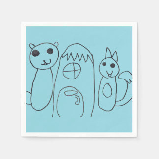 Baby Blue Süße Tiere Kindergeburtstag Serviette