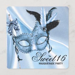 Baby Blue Sweet 16 Masquerade Party Einladung