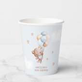 Baby Blue Teddy Bear Baby Dusche Pappbecher (Rückseite)