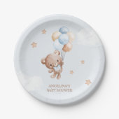 Baby Blue Teddy Bear Baby Dusche Pappteller (Vorderseite)
