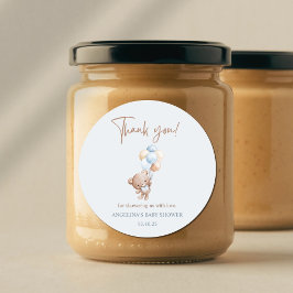 Baby Blue Teddy Bear Baby Dusche Vielen Dank für I Runder Aufkleber