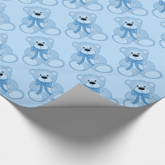Baby Blue Teddy Bear Muster Wrapping Paper Geschenkpapier (Ecke)