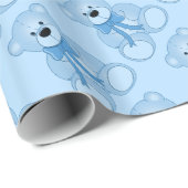 Baby Blue Teddy Bear Muster Wrapping Paper Geschenkpapier (Rolleneckpunkt)