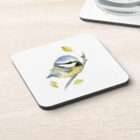 Baby Blue tit Bird Getränkeuntersetzer (Linke Seite)