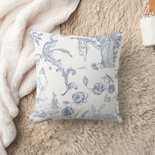 Baby Blue Toile Bunny Rabbit Playground Kissen (Decke)