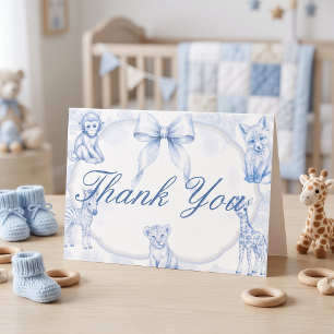 Baby Blue Toile Safari Baby Shower Dankeskarten Dankeskarte