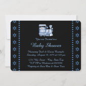 Baby Blue Train Baby Boy Dusche Einladung (Rückseite)