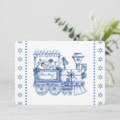Baby Blue Train Baby Boy Dusche Einladung (Stehend Vorderseite)
