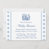 Baby Blue Train Baby Boy Dusche Einladung (Rückseite)