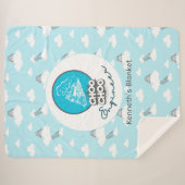 Baby Blue Train Choo Choo Engineer Sherpa Blanket Sherpadecke (Vorderseite (Horizontal))