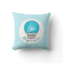 Baby Blue Train Choo Choo Engineer Throw Kissen