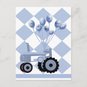 Baby Blue Traktor mit Balloons Postcard Postkarte