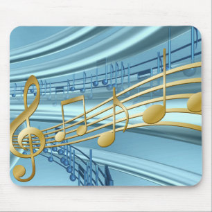 Baby Blue Trendige Musiknoten Mousepad