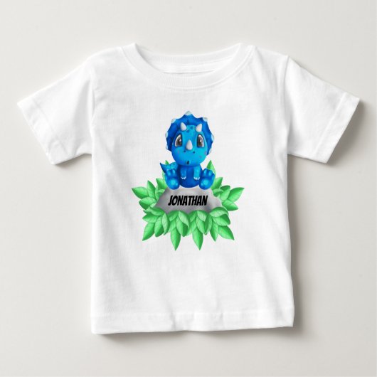 Baby Blue Triceratops Dinosaur Baby T-shirt (Vorderseite)