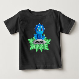 Baby Blue Triceratops Dinosaur Black Baby T - Shir Baby T-shirt