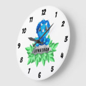 Baby Blue Triceratops Dinosaur Large Clock Große Wanduhr (Winkel)