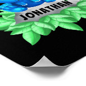 Baby Blue Triceratops Dinosaurier Black Poster (Ecke)