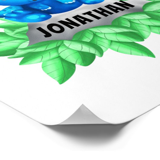 Baby Blue Triceratops Dinosaurier White Poster (Ecke)