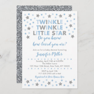 Baby Blue Twinkle Star Baby Dusche Einladung