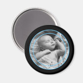 Baby Blue und Black Foto Frame Magnet (Vorderseite/Rückseite)