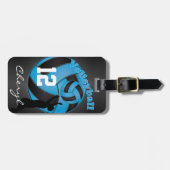 Baby Blue und Black Sporty Volleyball Gepäckanhänger (Vorderseite horizontal)