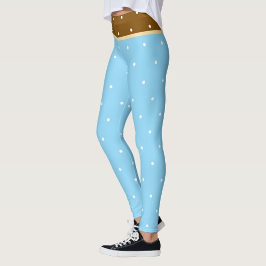 Baby Blue und Brown White Polka Dots Leggings (Links)