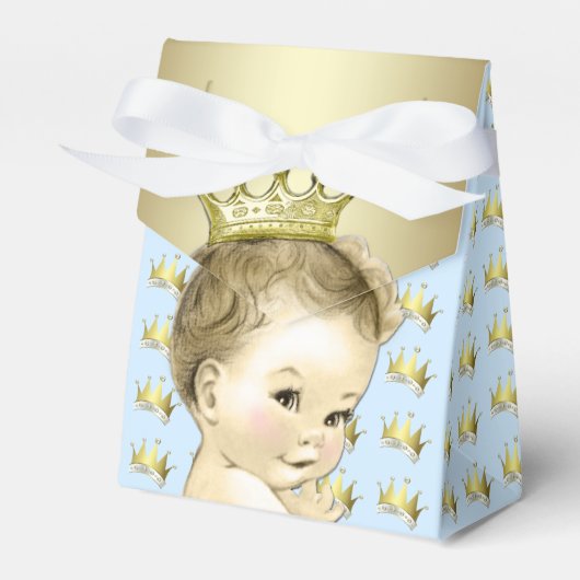 Baby Blue und Gold Prince Baby Dusche Geschenkschachtel (Vorderseite)