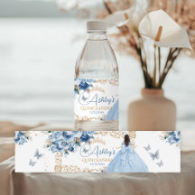 Baby Blue und Gold Quinceañera Prinzessin Wasserfl