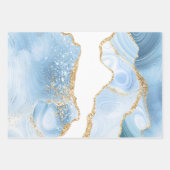 Baby Blue und Imitate Gold Glitzer Marble Agate Geschenkpapier Set (Vorderseite 2)