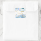Baby Blue und Imitate Gold Glitzer Marble Agate Quadratischer Aufkleber (Tasche)