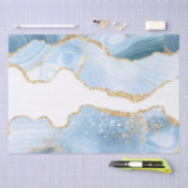 Baby Blue und Imitate Gold Glitzer Marble Agate Seidenpapier (Handwerk)
