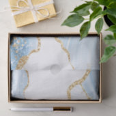 Baby Blue und Imitate Gold Glitzer Marble Agate Seidenpapier (Geschenk)