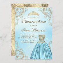 Baby Blue und Light Gold Quinceanera