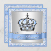 Baby Blue und Silver Prince Baby Dusche Einladung (Vorne/Hinten)