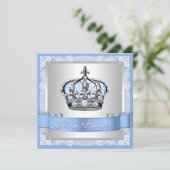 Baby Blue und Silver Prince Baby Dusche Einladung (Stehend Vorderseite)