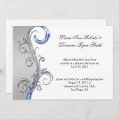 Baby Blue und Silver Verziert Post Wedding Einladung (Vorne/Hinten)