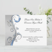 Baby Blue und Silver Verziert Post Wedding Einladung (Stehend Vorderseite)