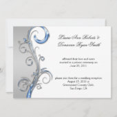 Baby Blue und Silver Verziert Post Wedding Einladung (Vorderseite)