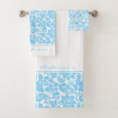 Baby Blue und White Damask Badhandtuch Set (Insitu)