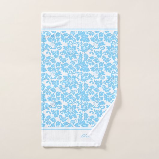 Baby Blue und White Damask Badhandtuch Set (Handtuch)