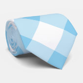 Baby Blue und White Giant Diag. Gingham Neck Tie Krawatte (Gerollt)