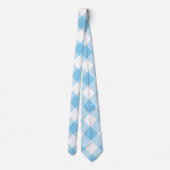 Baby Blue und White Giant Diag. Gingham Neck Tie Krawatte (Rückseite)