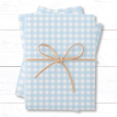 Baby Blue und White Gingham Kariert Pattern. Geschenkpapier Set