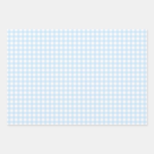 Baby Blue und White Gingham Kariert Pattern. Geschenkpapier Set (Vorderseite)