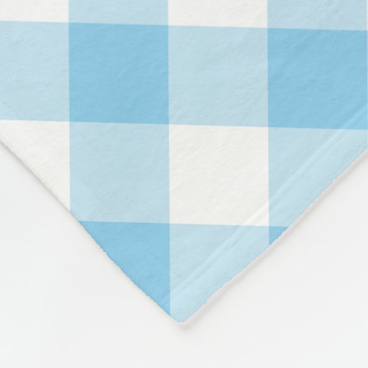 Baby Blue und White Large Diagonal Gingham Karos Fleecedecke (Ecke)